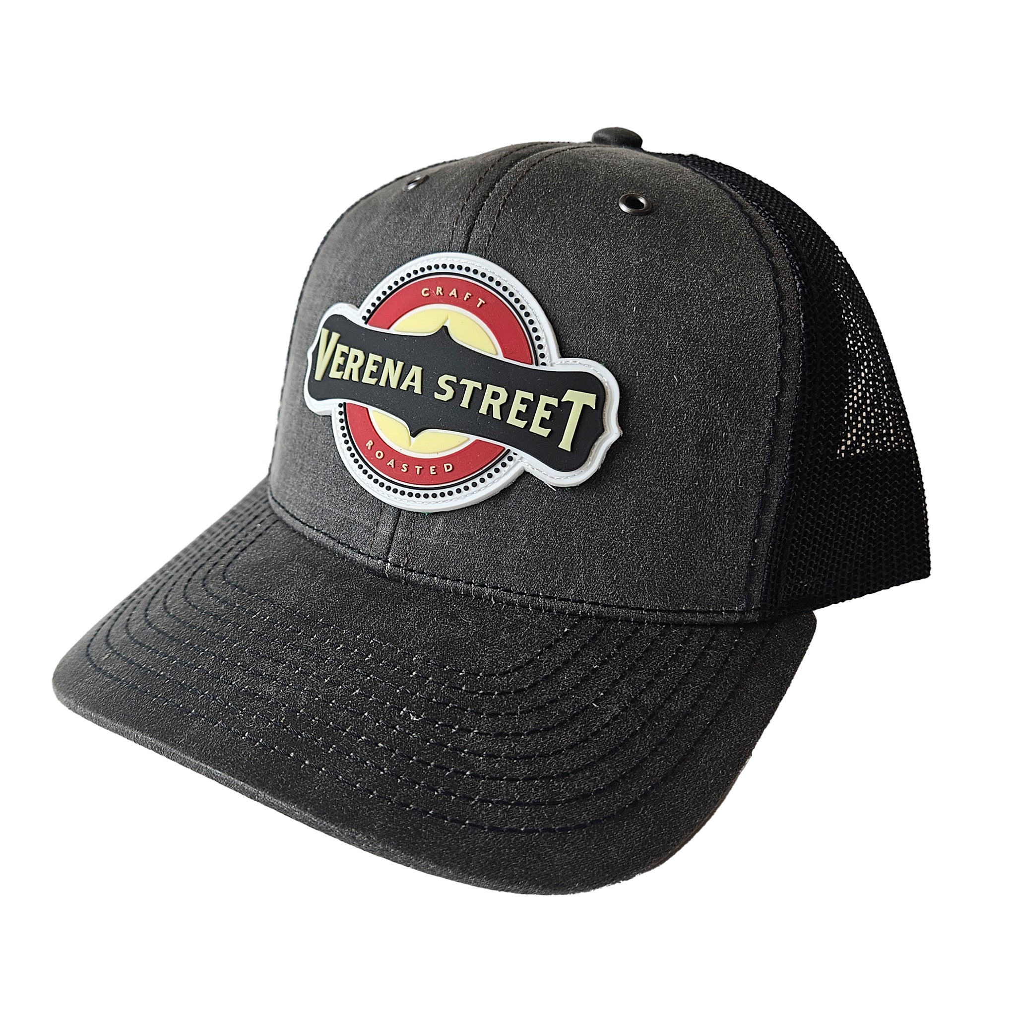 Verena Street® PVC Logo Trucker Hat, Charcoal Richardson 112WF Snapback