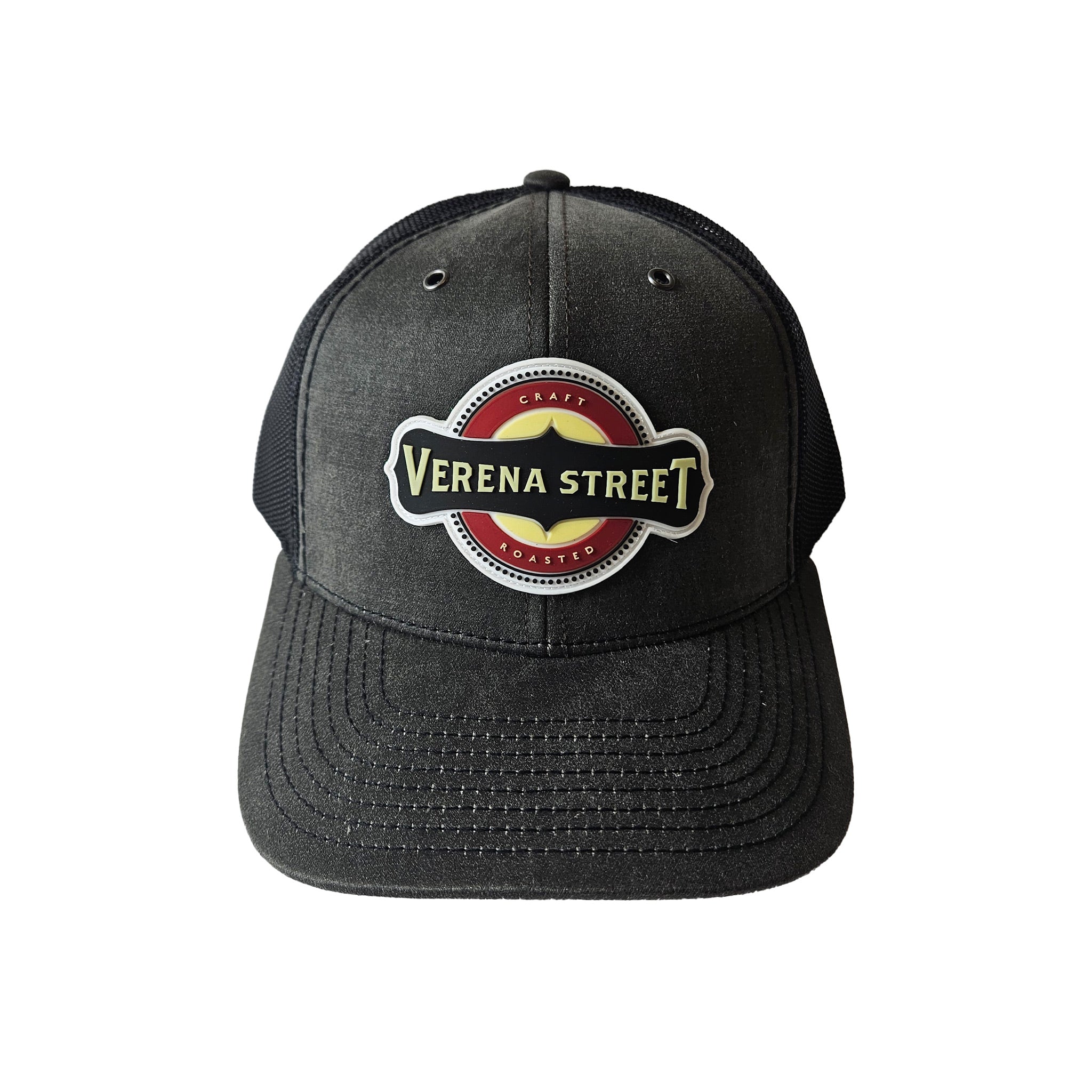 Verena Street® PVC Logo Trucker Hat, Charcoal Richardson 112WF Snapback