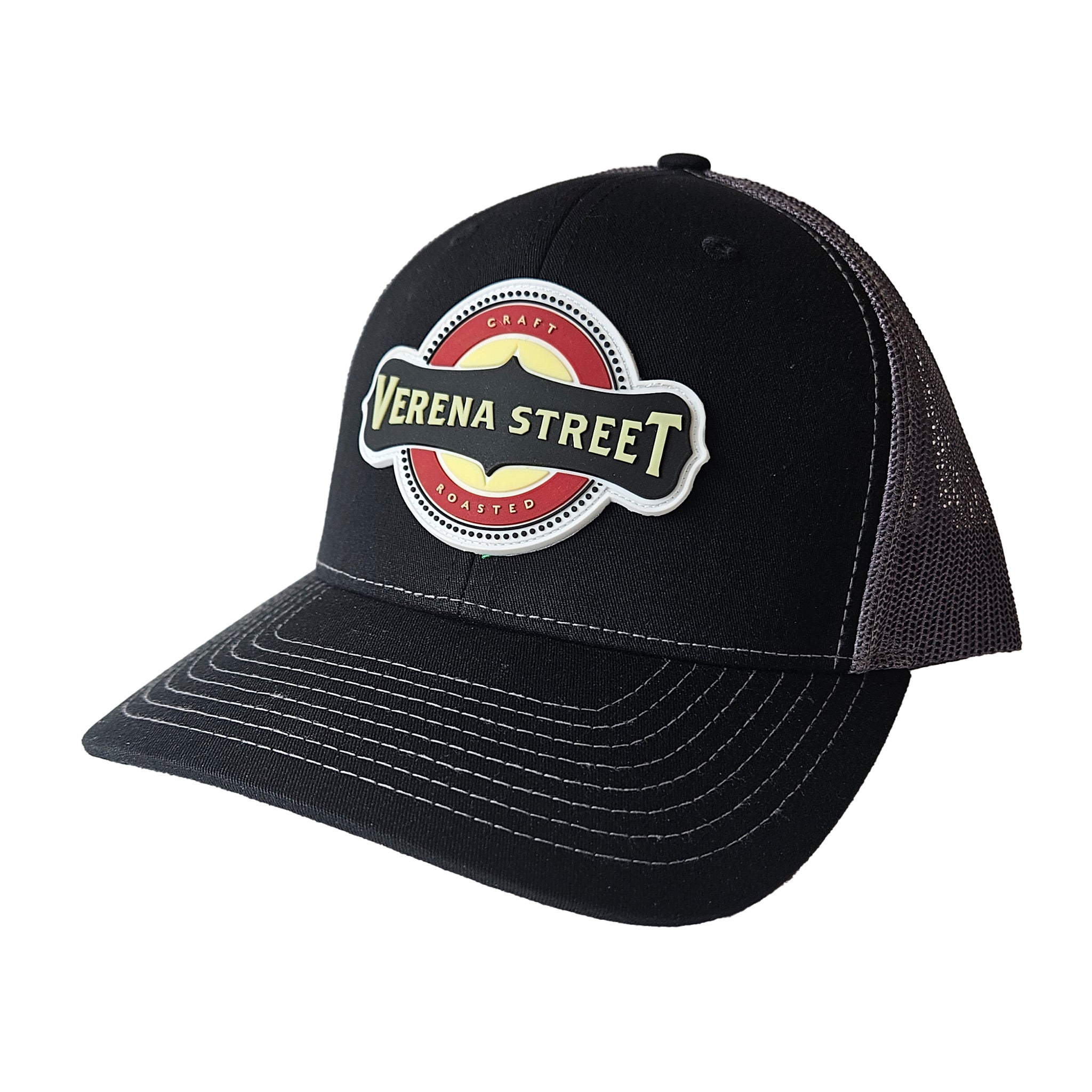 Verena Street® PVC Logo Trucker Hat, Black Richardson 112 Snapback