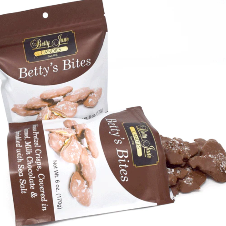 6oz Betty's Bites - sea salt, caramel, chocolate covered pretzel bites