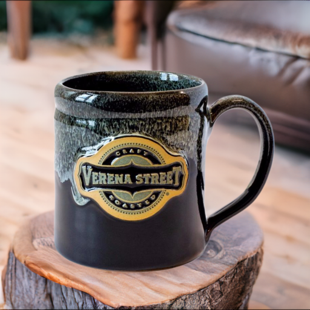 Deneen Pottery Merchandise Black w/Dijon White 14oz + Camper Pottery Mug, Black + Dijon Glaze