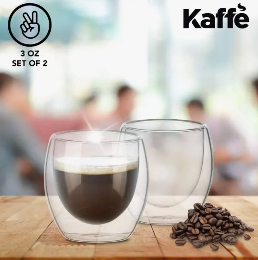 Kaffe Espresso Cups (set of 2) Double Walled Glass