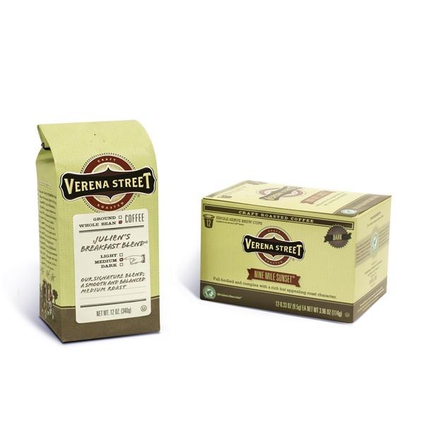 Verena Street Coffee Co. Coffee 10oz-12oz whole bean (Qty 3/shipment; flavored coffees will be ground while unflavored will be whole bean) 12-Month Gift Subscriptions with flavored coffee