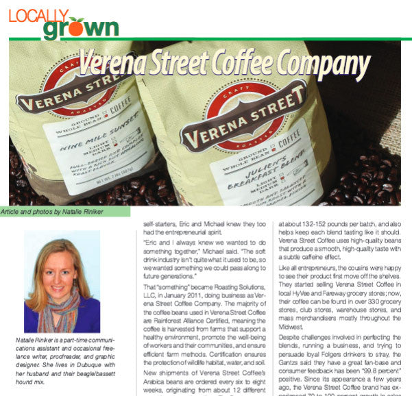 Verena Street Coffee Co. featured in October 2013 Julien’s Journal article