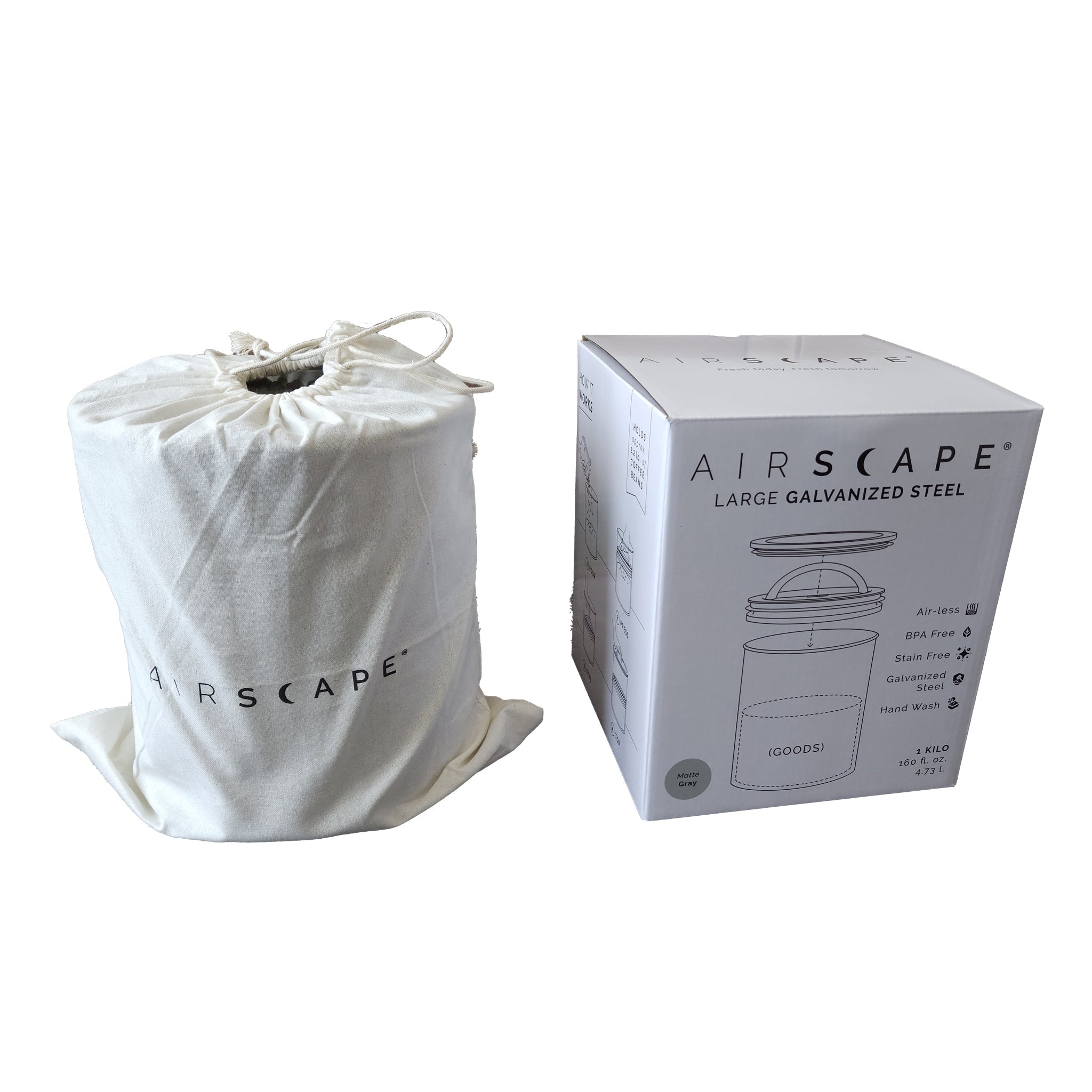 Planetary Design merchandise 2.2lbs Gray Matte Gray Kilo AirScape Coffee Canister (2.2lbs)