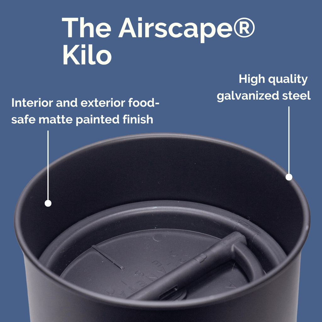 Matte Black Kilo AirScape Coffee Canister (2.2lbs) - Verena Street Coffee Co.