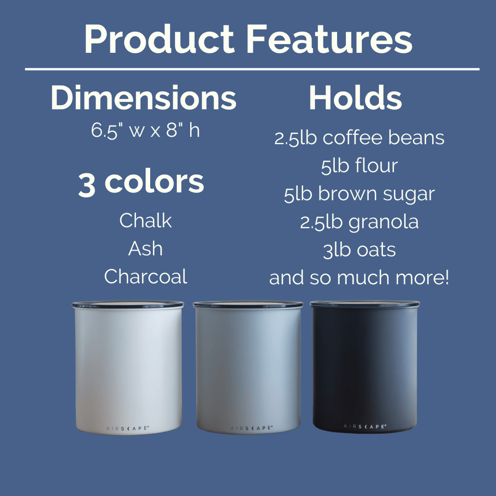 Matte Black Kilo AirScape Coffee Canister (2.2lbs) - Verena Street Coffee Co.