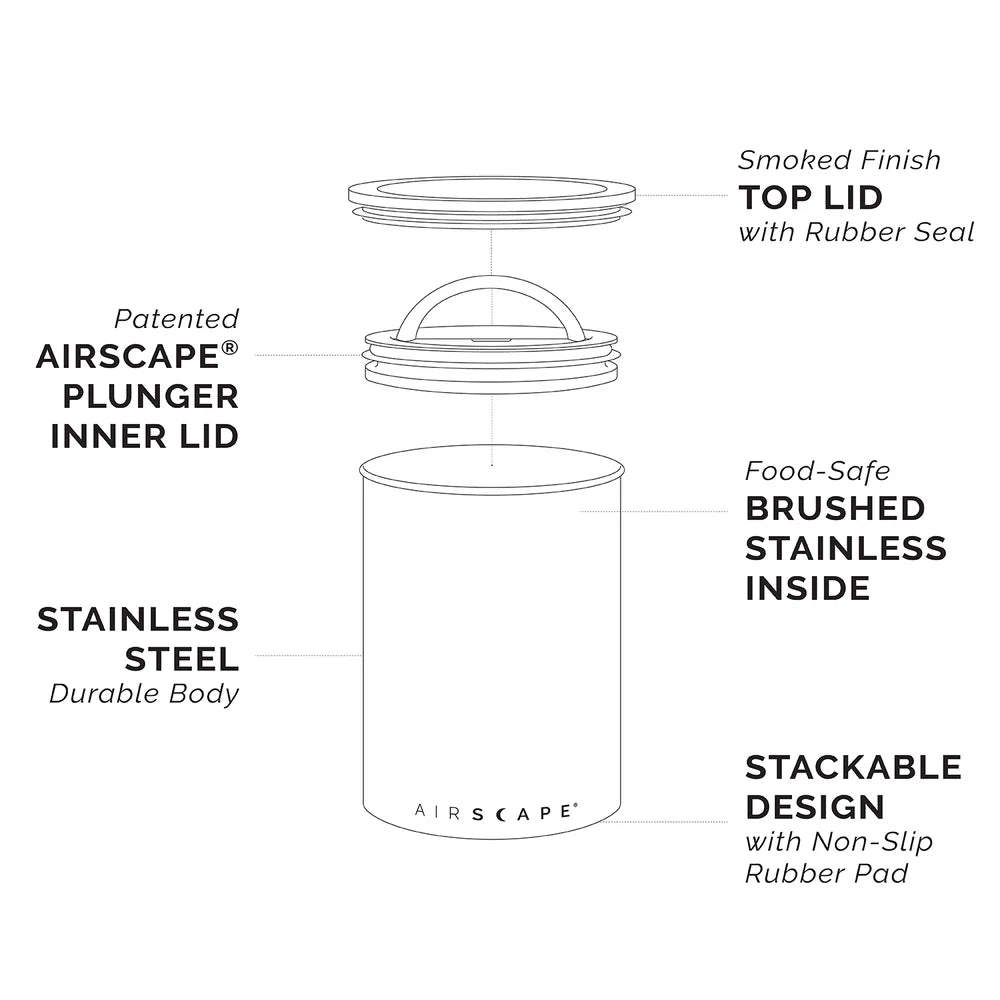 1LB Stainless Steel AirScape Coffee Canister