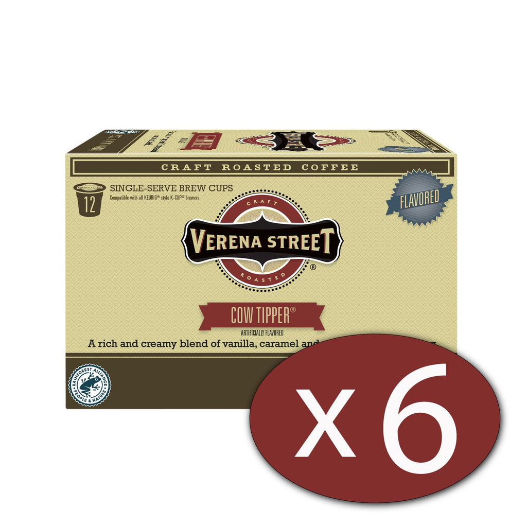 Verena Street Coffee Co. Coffee Case of 6 - 12ct single cup cartons Cow Tipper® brew cups