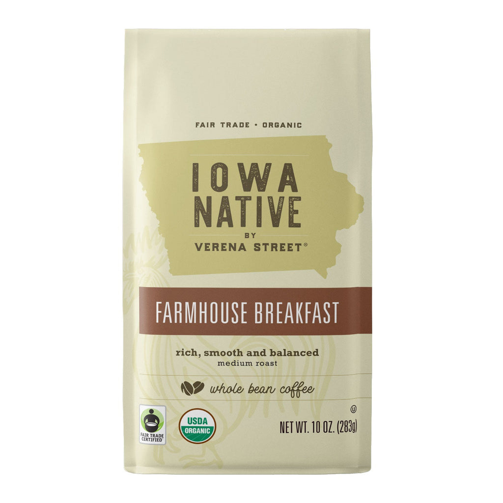 Iowa Native Fair Trade Organic Coffee 10oz / Whole Bean Farmhouse Breakfast - Fair Trade Organic coffee