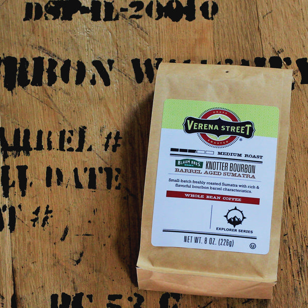 Knotter Bourbon Barrel Aged Sumatra, whole bean coffee (Batch #3) - Verena Street Coffee Co.