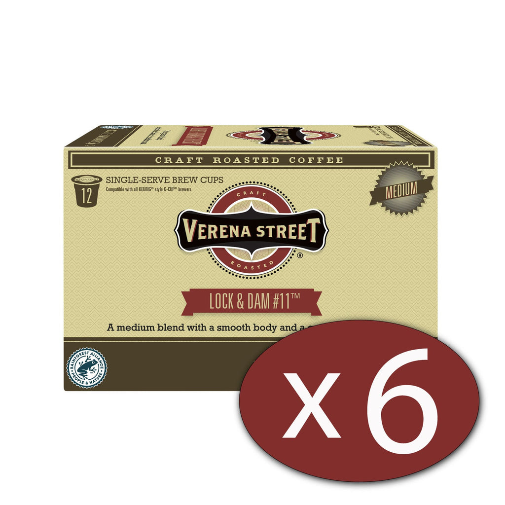 Verena Street Coffee Co. Coffee Case of 6 - 12ct single cup cartons Lock & Dam #11™ brew cups