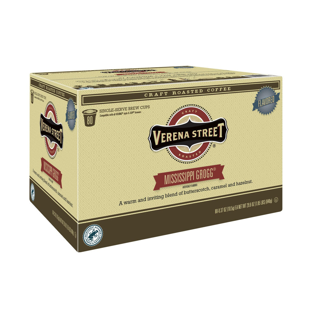 Verena Street Coffee Co. Coffee 1 - 80ct single cup carton Mississippi Grogg® brew cups