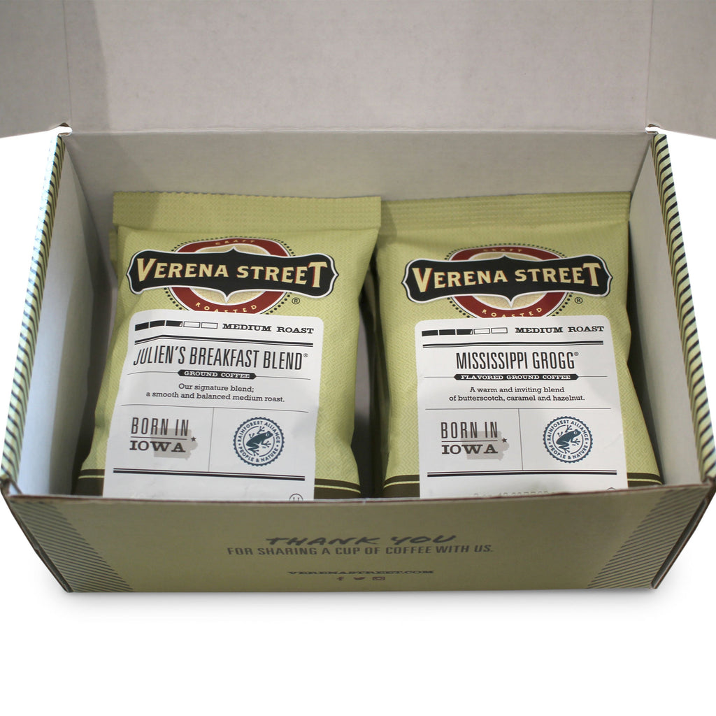 Verena Street Coffee Co. Coffee Sample Pack - 6 ground coffee packs in Gift Box