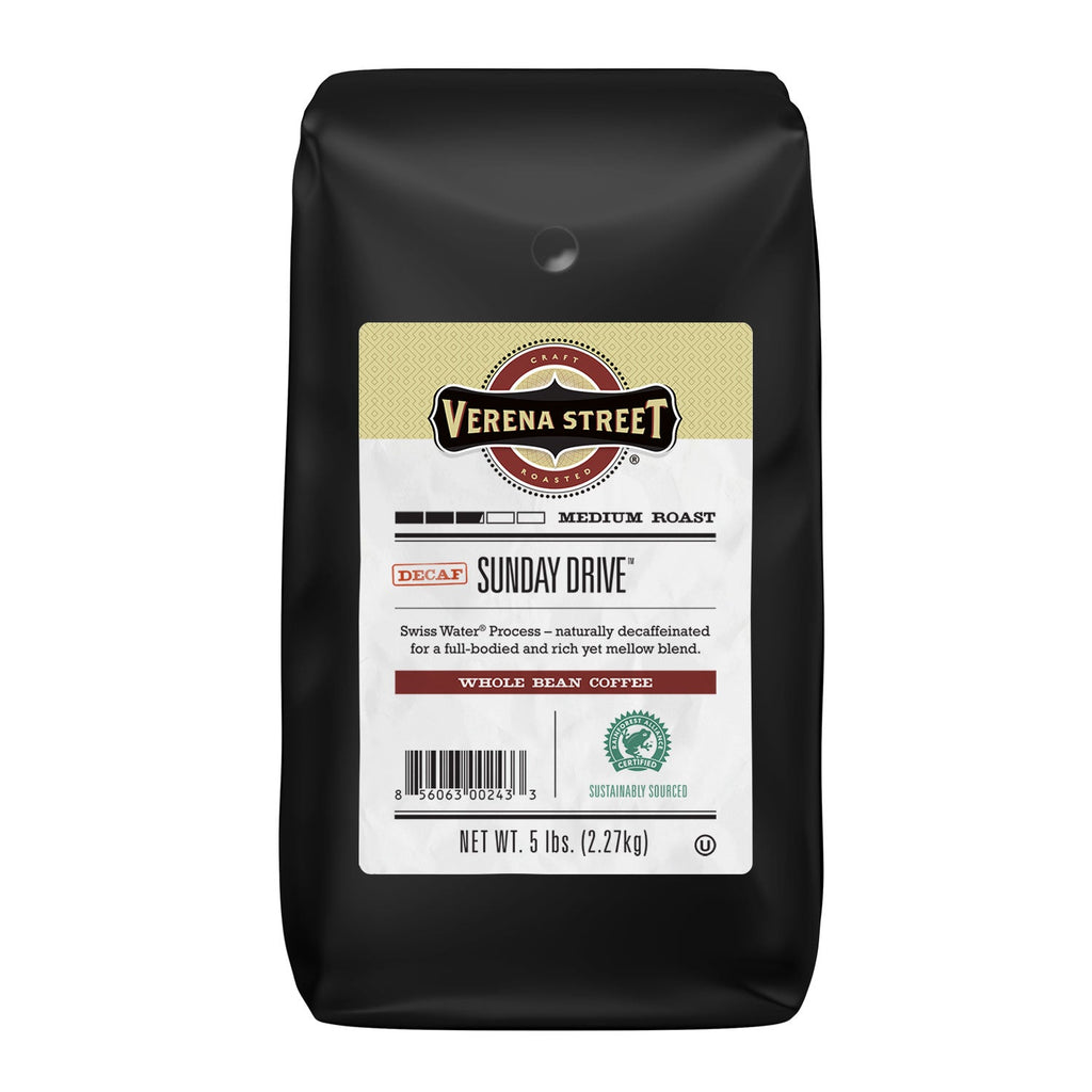 Verena Street Coffee Co. Coffee 5lb whole bean bulk Sunday Drive™ Swiss Water® Process Decaf whole bean coffee